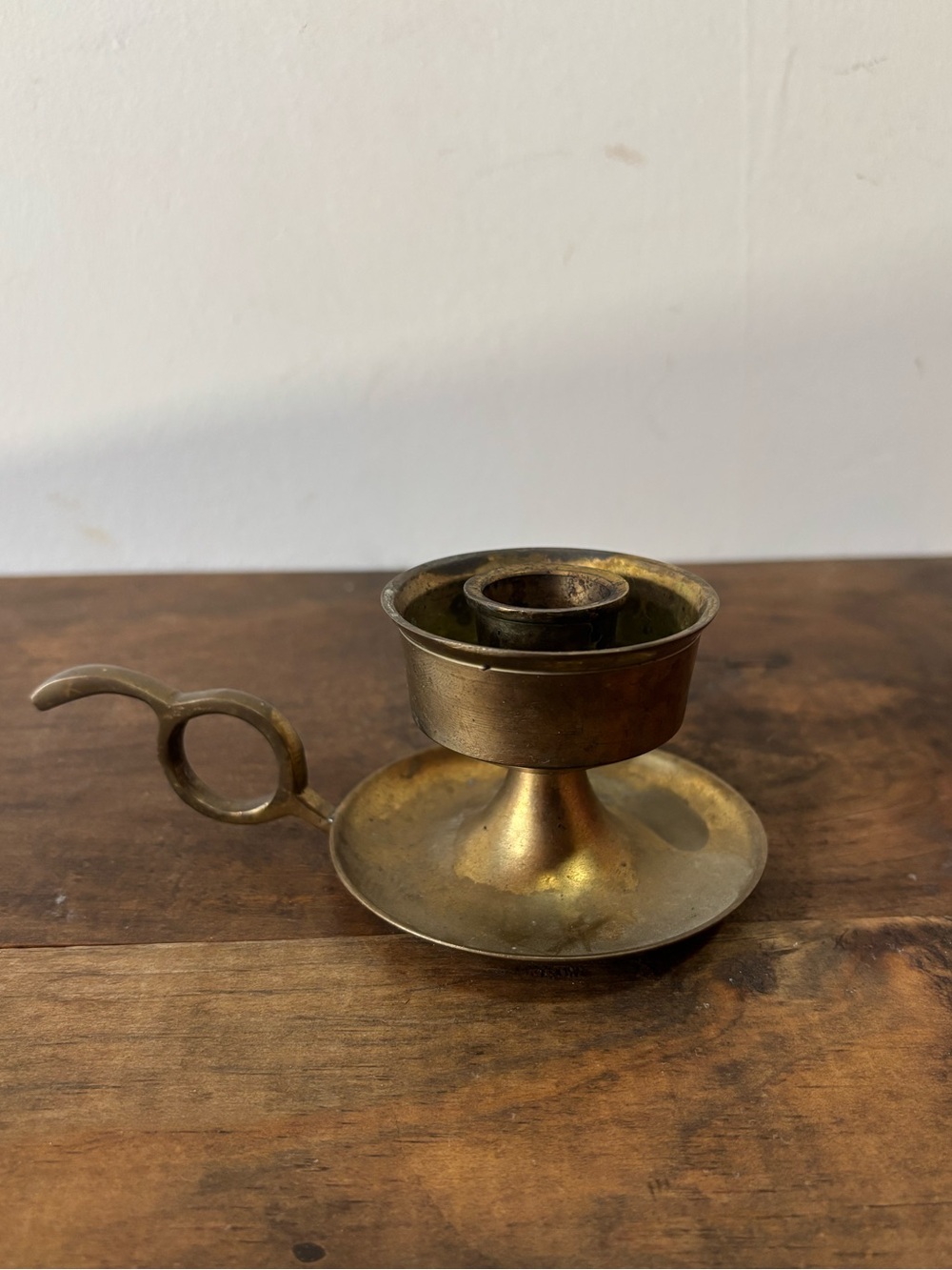 Vintage Brass Chamberstick Finger-loop Candle Holder
